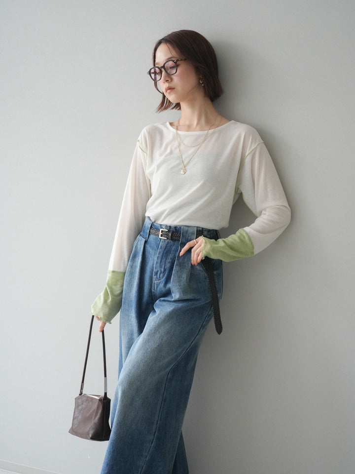 [SET]配色メロウトップス+配色メロウトップス(2set)