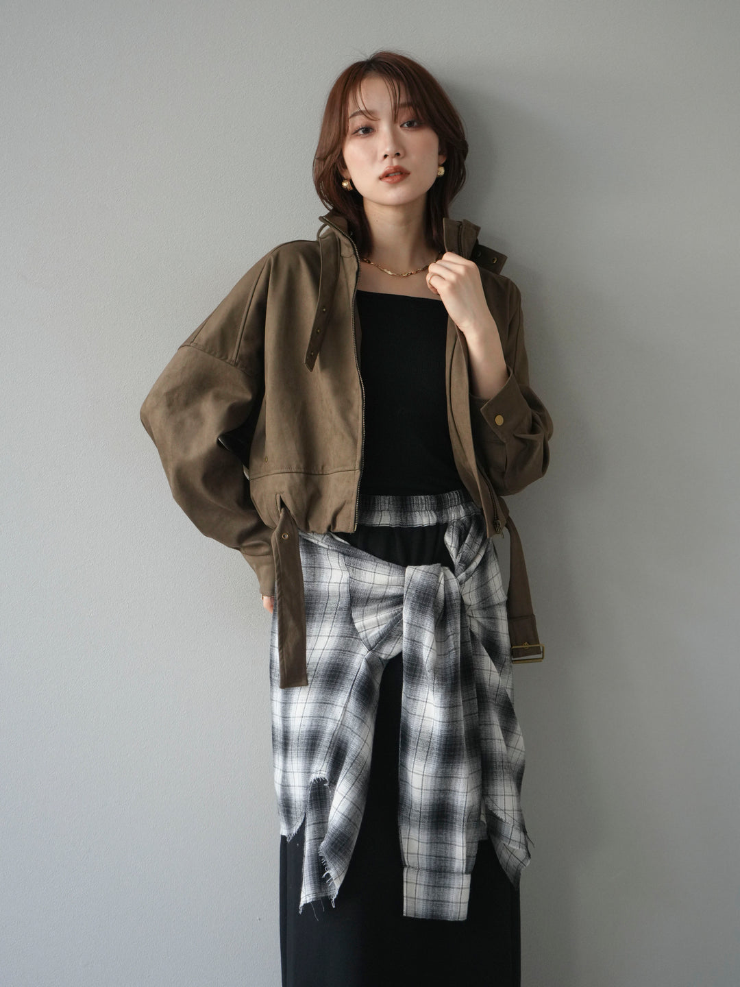 [予約]スエードバルーンショートブルゾン/khaki