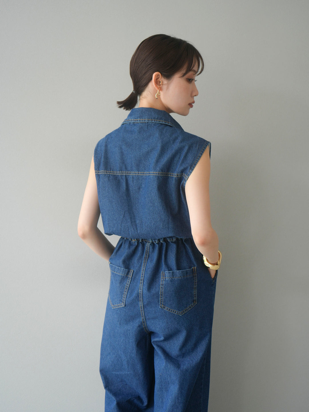 【預購】口袋設計牛仔連身衣/藍色