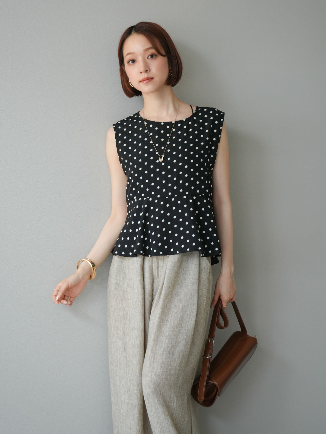 [予約]ドットぺプラムトップス/ブラック