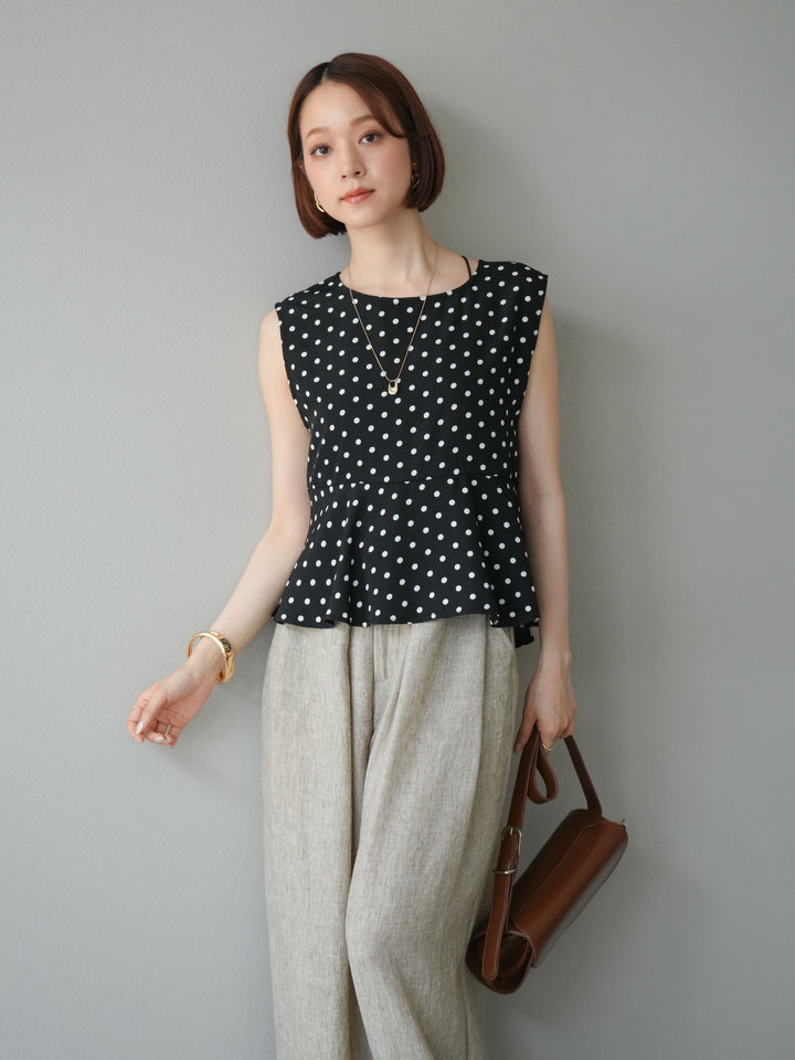 [予約]ドットぺプラムトップス/ブラック
