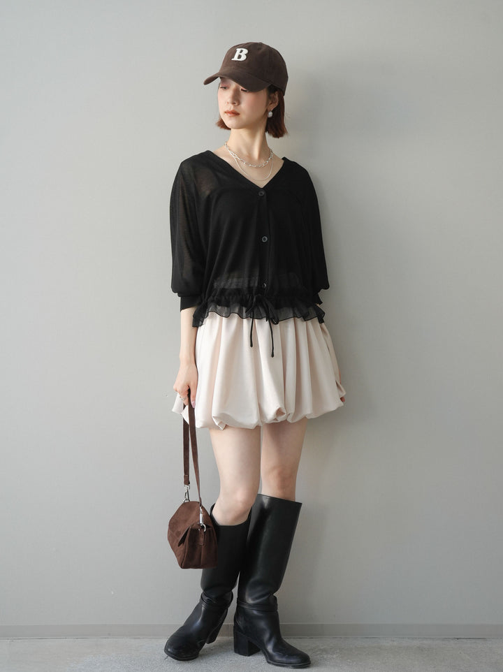 [予約]サテンバルーンミニスカート/ivory