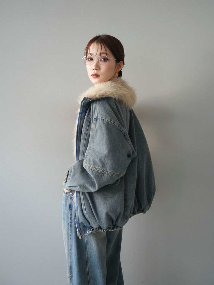 [SET]デニムxファーブルゾン+選べるアクセセット(2set)