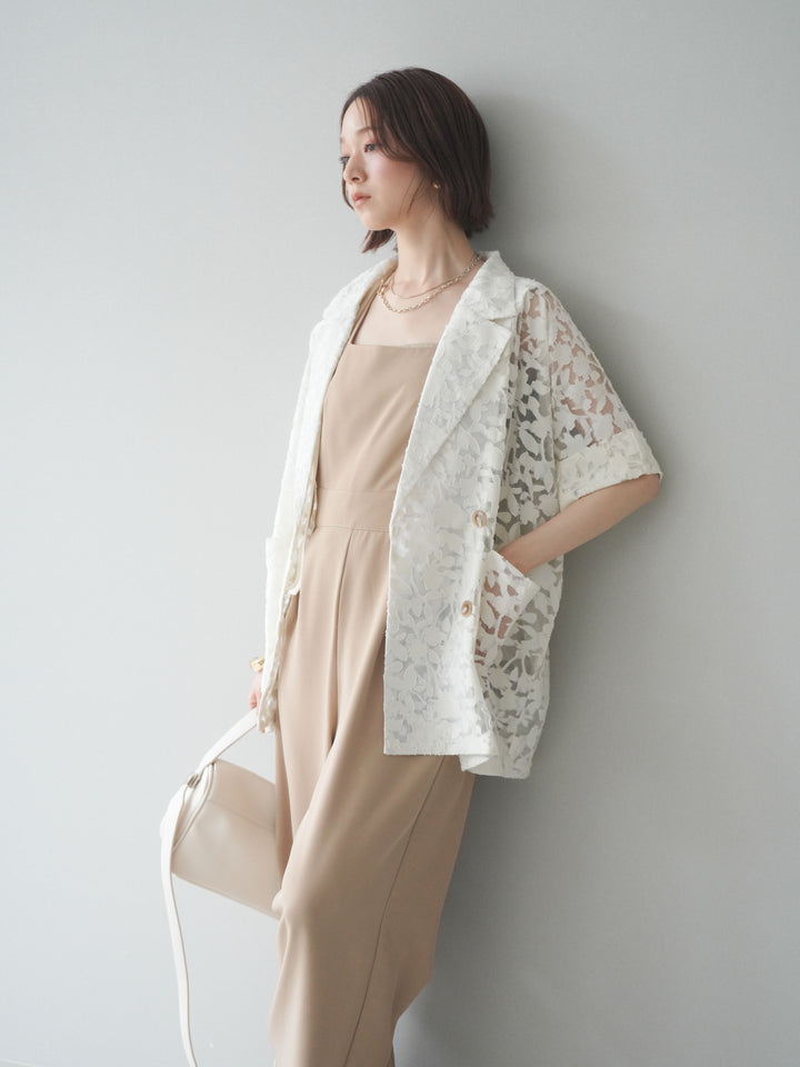 [予約]ショルダーリボンサロペット/beige