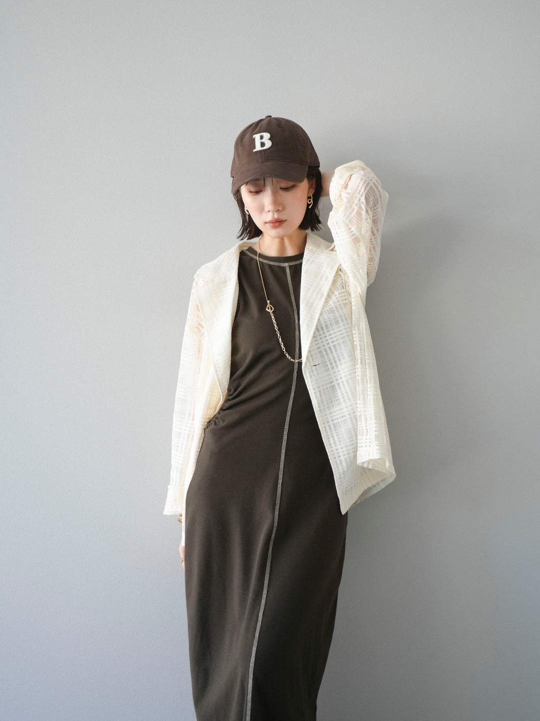 【預購】B字刺繡棒球帽/棕色