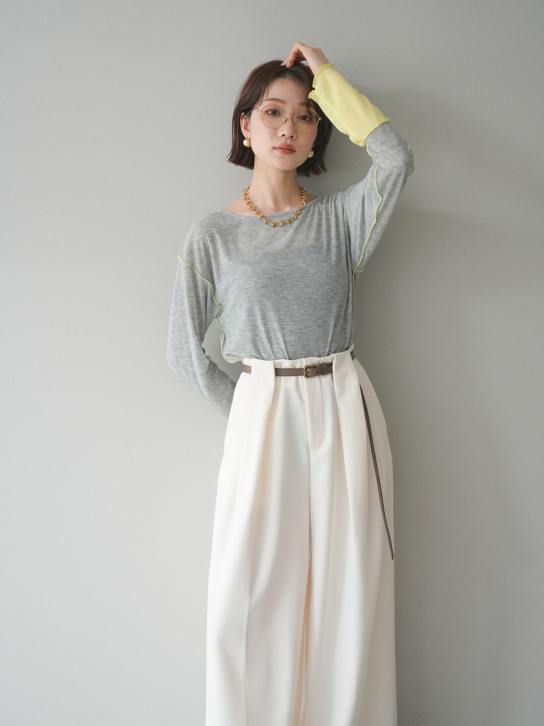 [SET]配色メロウトップス+配色メロウトップス(2set)