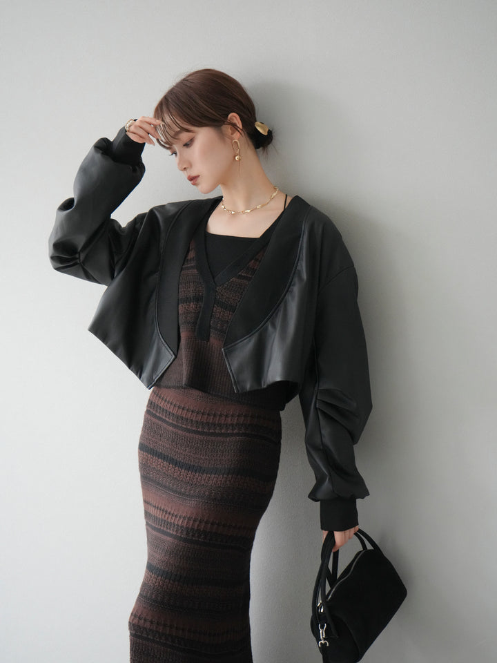 [予約]レザーバルーンボレロ/ブラック