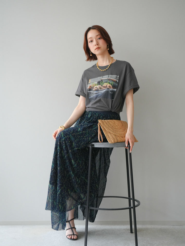 [予約]ドッグフォトTEE/charcoal
