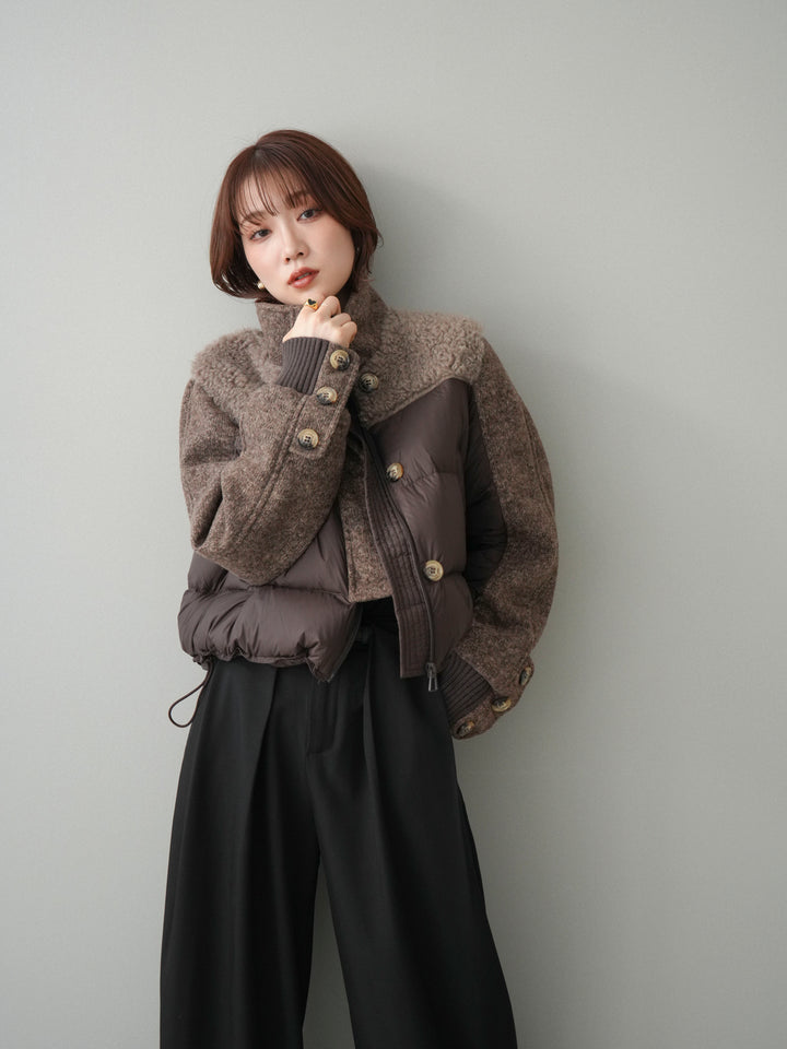 [SET]異素材ダウンジャケット+選べるアクセセット(2set)