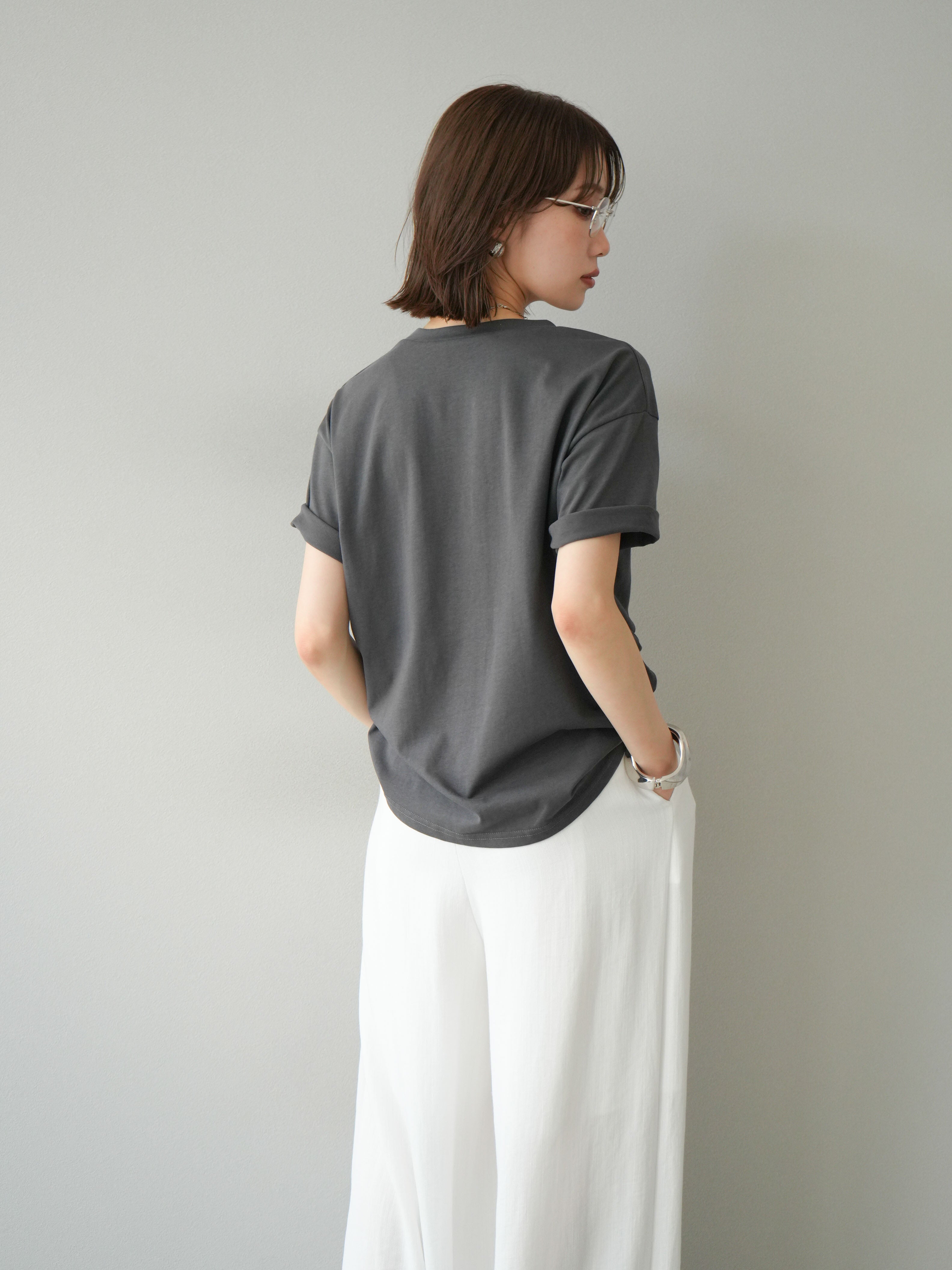 予約]チュールレイヤードプリントTシャツ/チャコール – Lumier