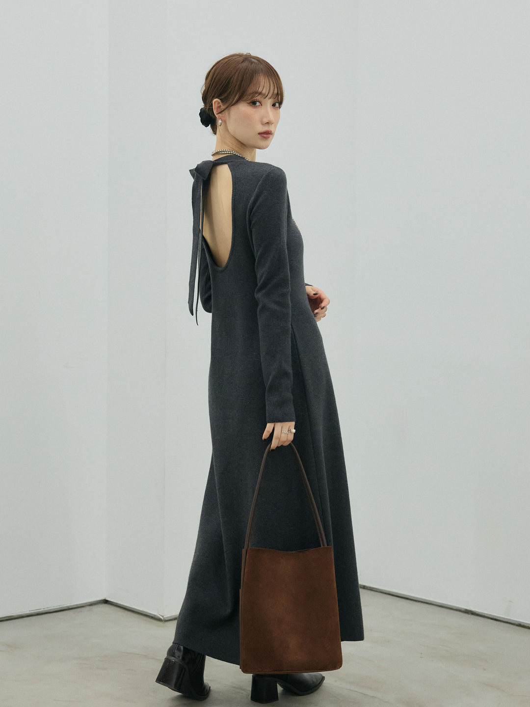 【Allure】[SET]バックオープンニットワンピース+バックオープンニットワンピース(2set)