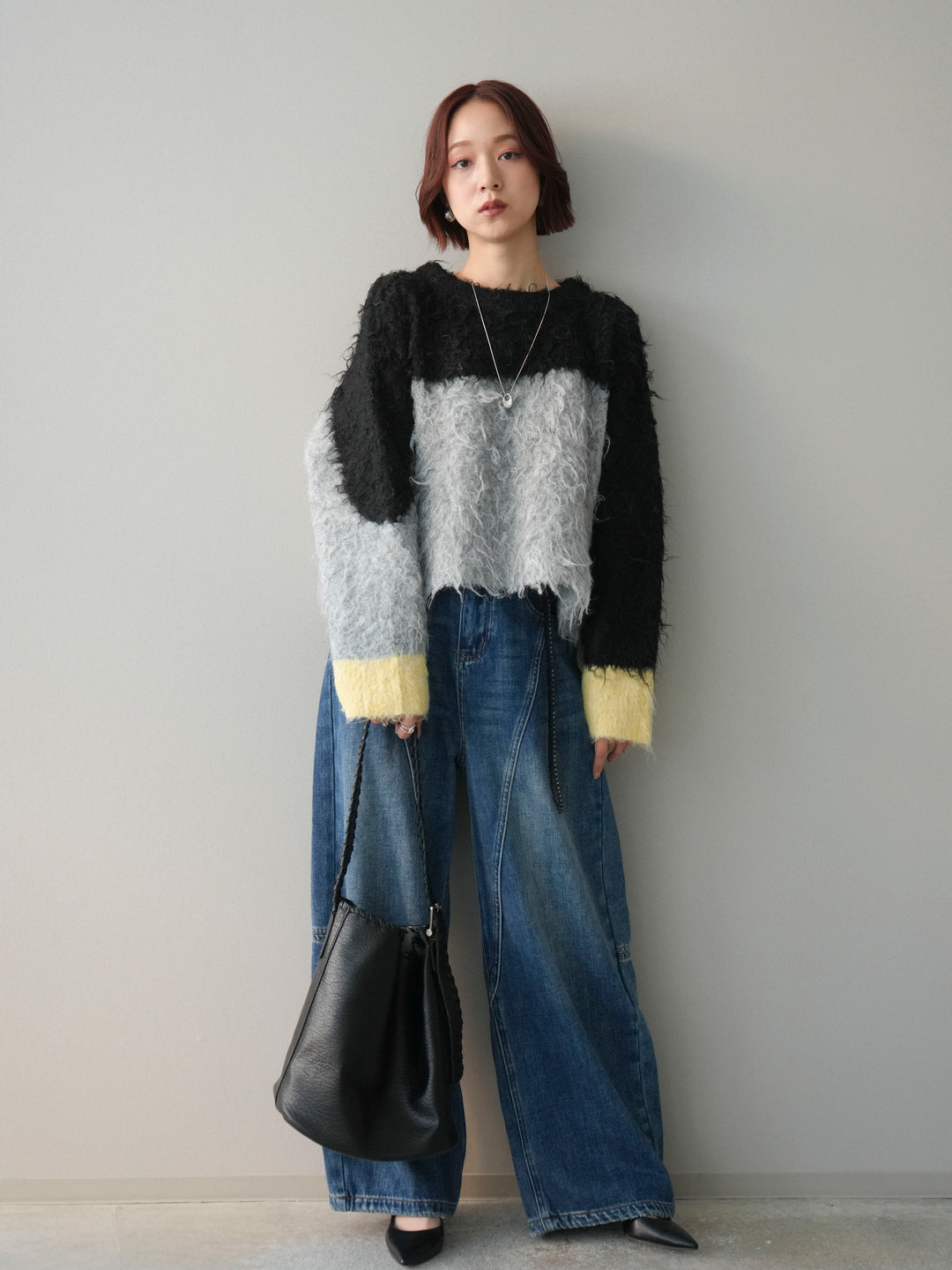 [SET]バイカラーモヘアタッチニットプルオーバー+バイカラーモヘアタッチニットプルオーバー(2set)