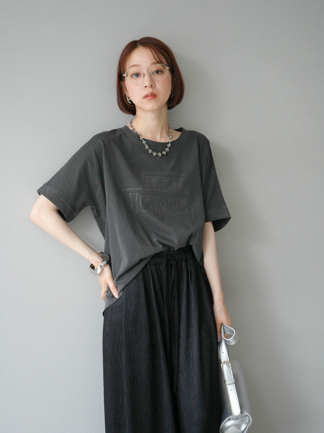 [予約]ビンテージロゴプリントTシャツ/チャコール