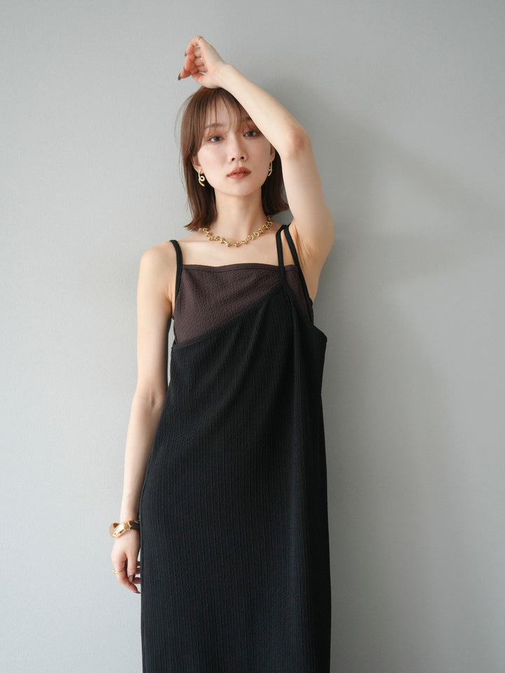 [予約]バイカラーレイヤードキャミワンピース/ブラック