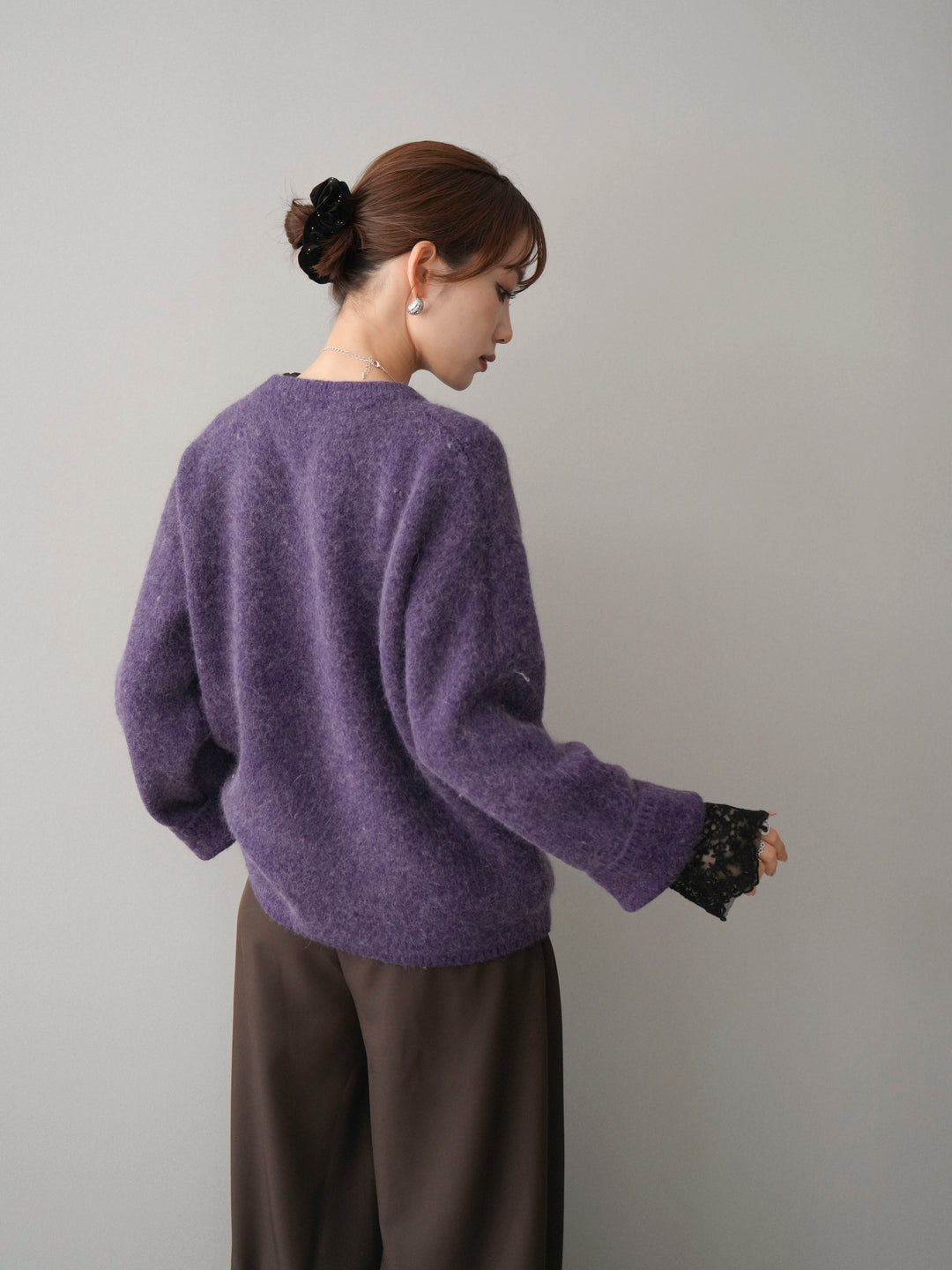 [予約]アンゴラタッチクルーネックニットプルオーバー/purple