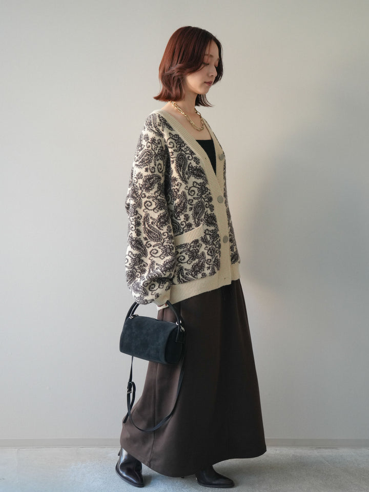 [予約]配色パイピングIラインスカート/brown