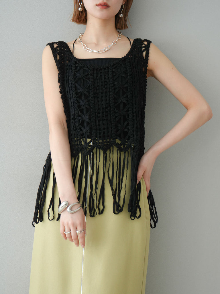 リブ編み ノースリーブ トップス 黒 12_d5411de1-255e-44dc-bc1e-