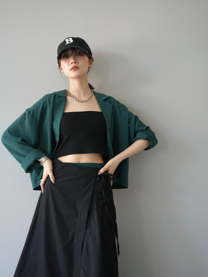 [予約]レーヨンライクショートジャケット/グリーン