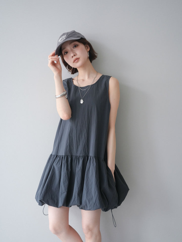 [予約]ドロストバルーンミニワンピース/charcoal