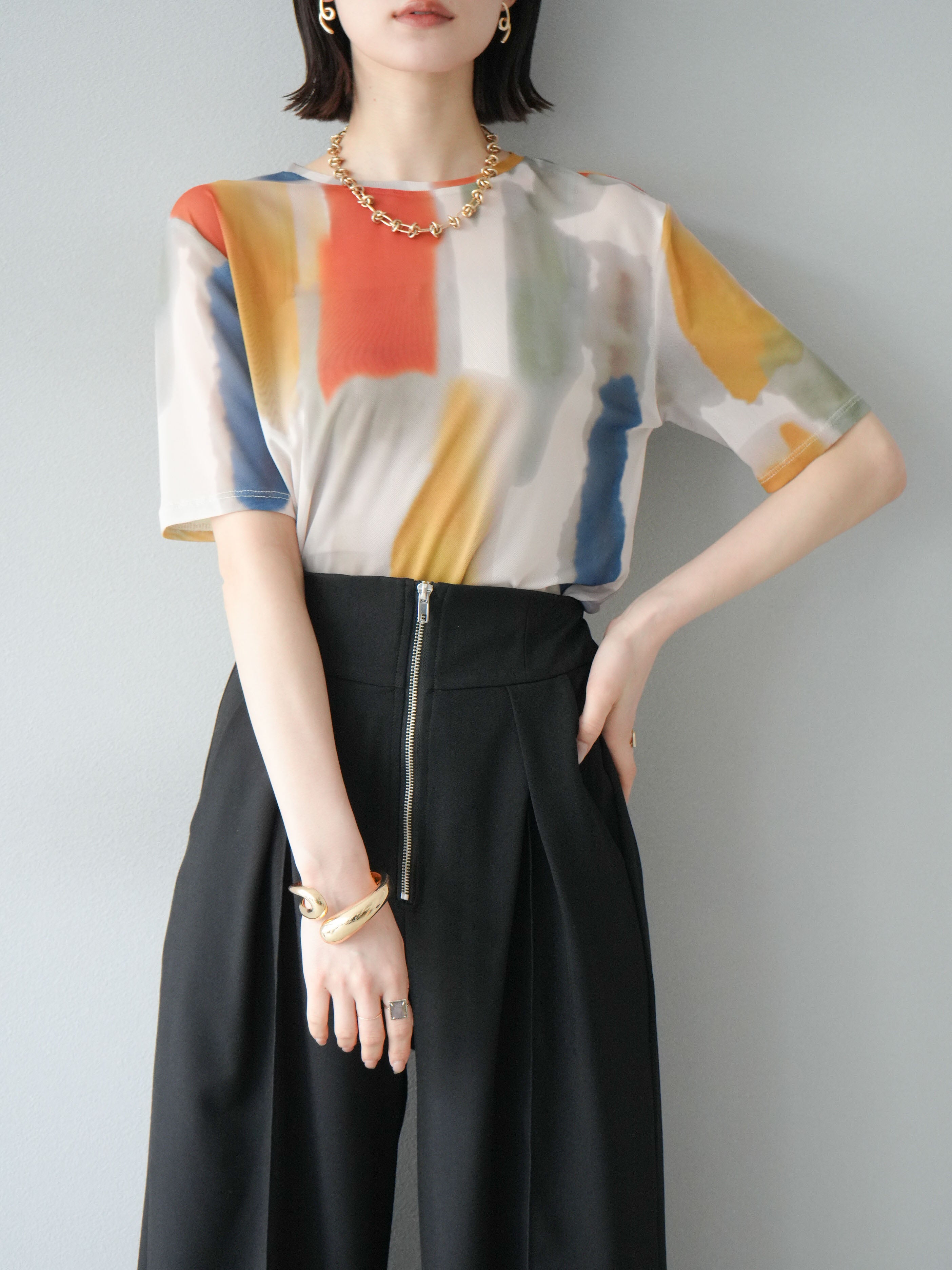 予約]水彩アートシアーTシャツ/オフホワイト – Lumier