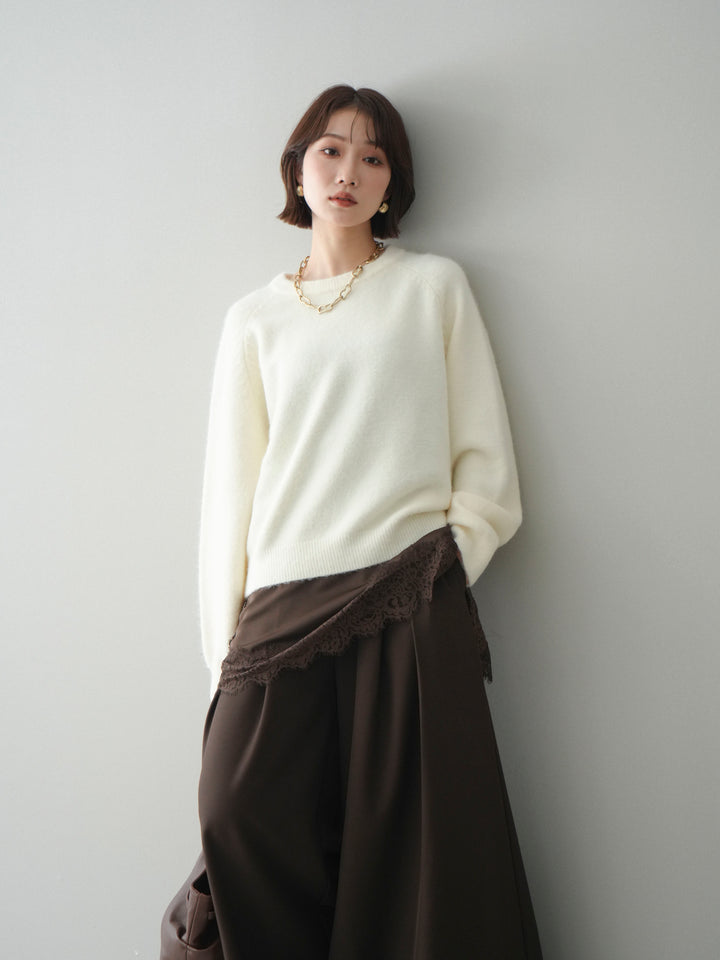 [予約]クルーネックモチモチニットプルオーバー/white