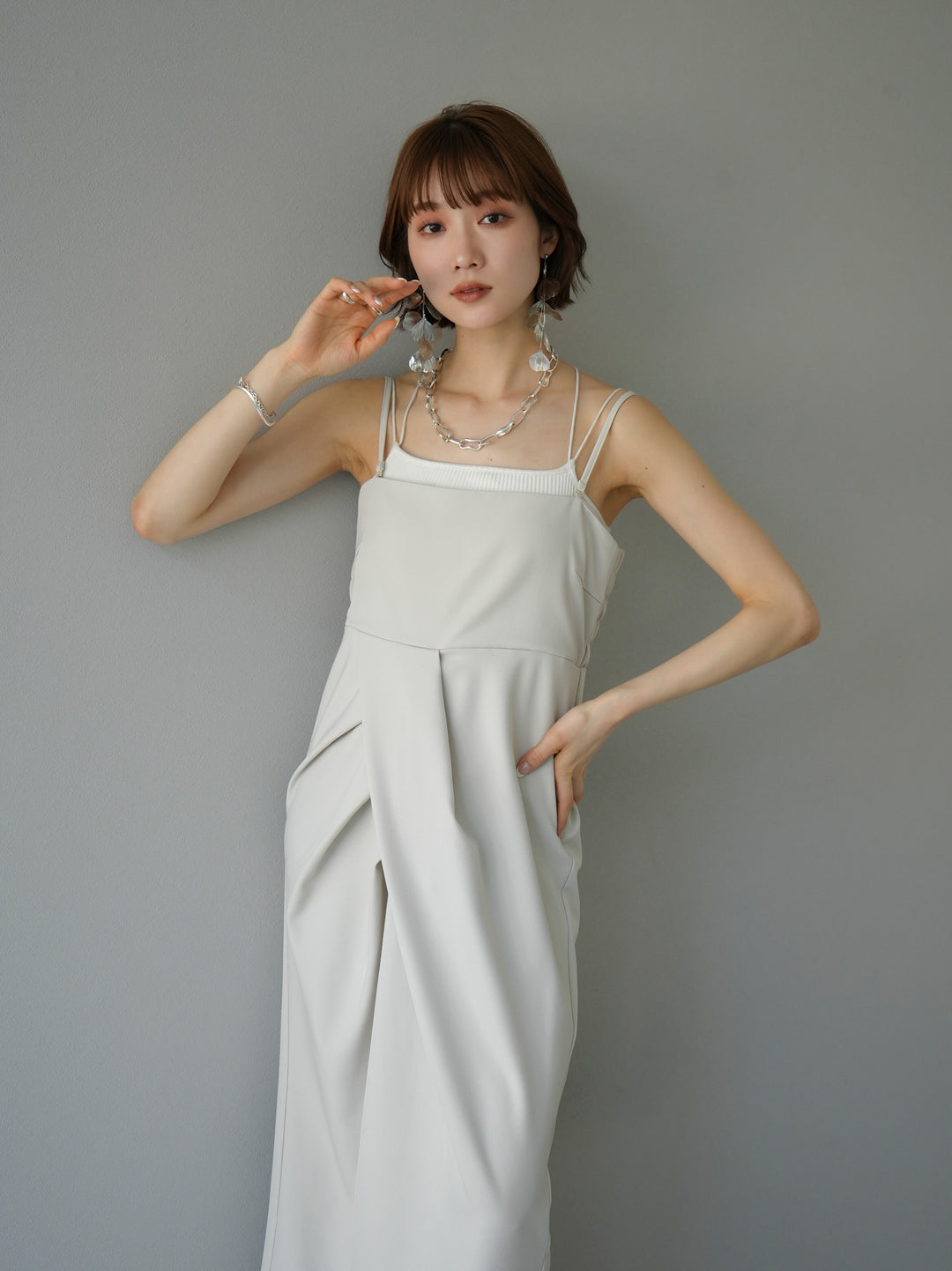 [Pre-order] 2WAY Draped Camisole Dress/Ivory