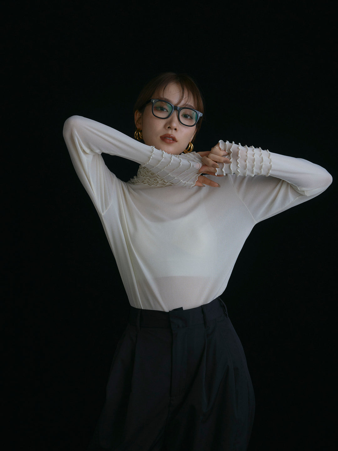 【Allure】[SET]シアーフリルメロートップス+シアーフリルメロートップス(2set)