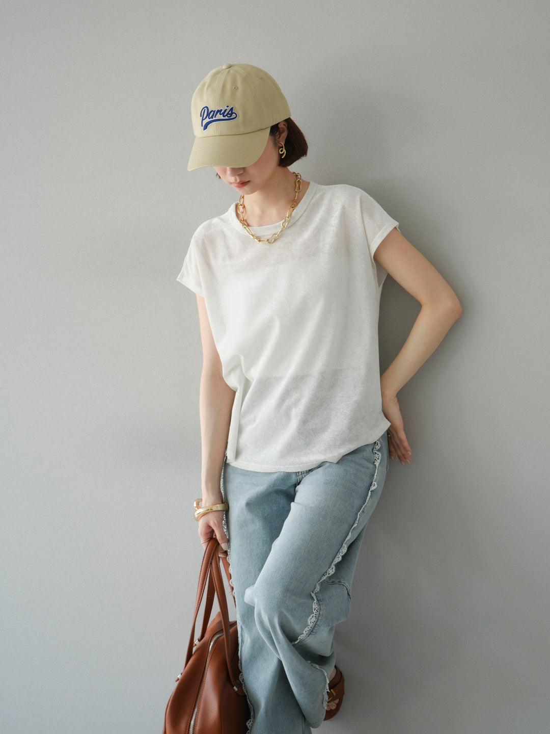 [予約]Parisロゴ刺繍CAP/ベージュ