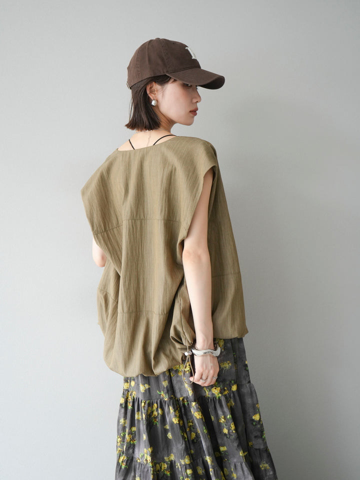 [SET]リネンライクドロストバルーンブルゾン+フラワーワッシャープリーツスカート(2set)