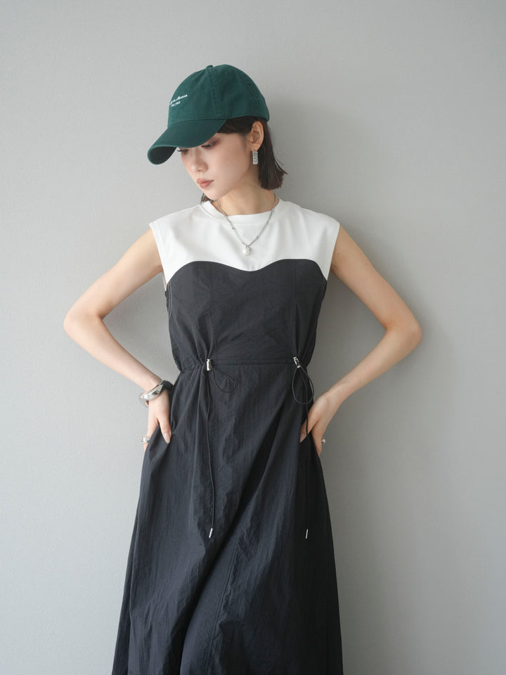 [SET] 剪裁對接尼龍洋裝 + 可選飾品套裝 (2 套)