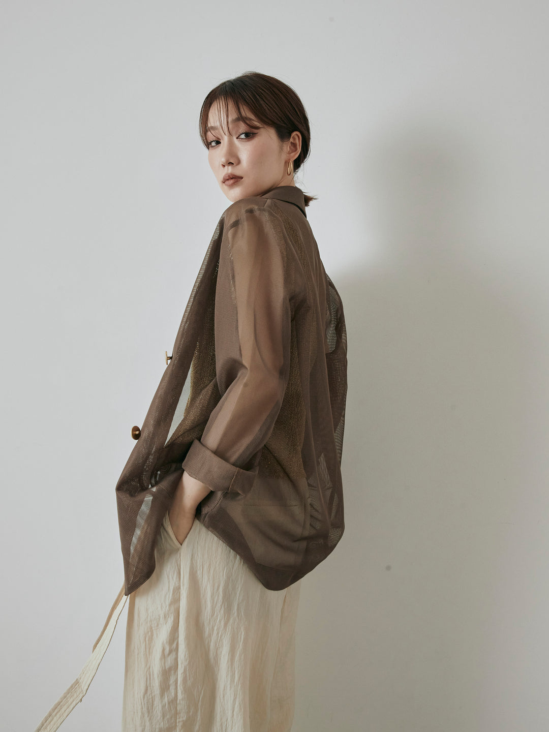 [予約]メッシュテーラードジャケット/モカ