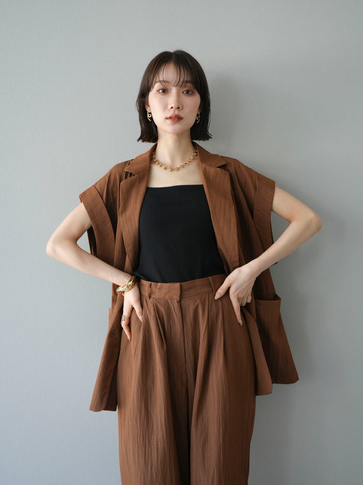 [SET]リネンライクノースリーブダブルジレ+選べるアクセセット(2set)