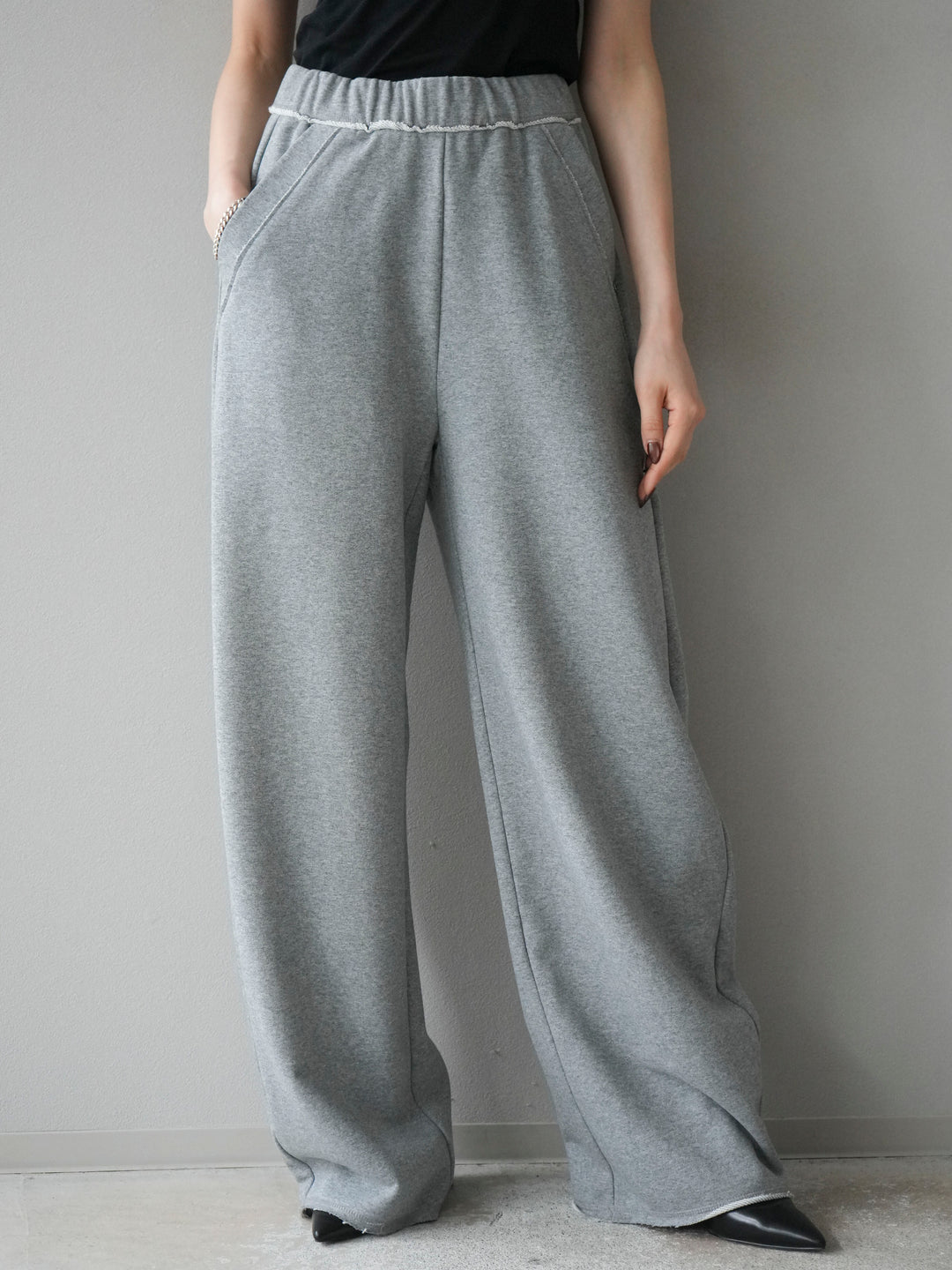 [予約]アウトシームカットオフスエットパンツ/lightgray