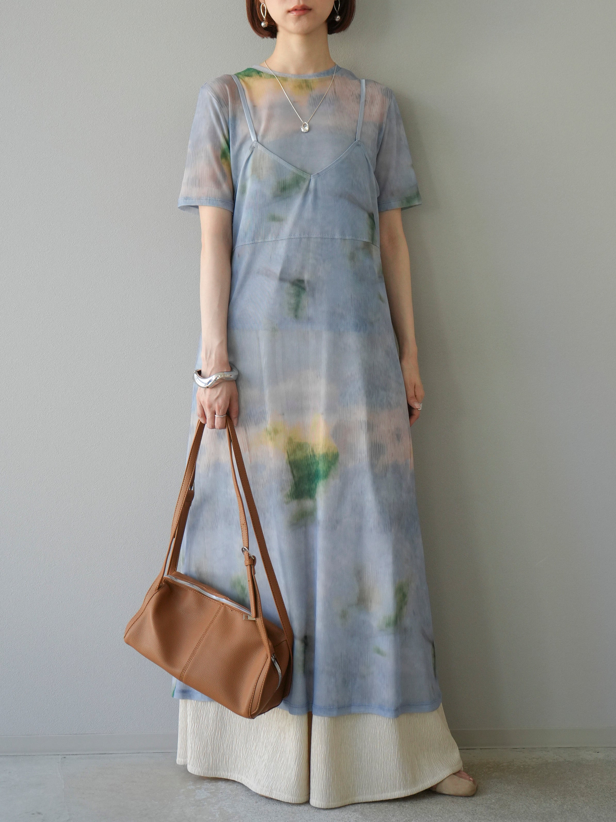 予約]タイダイ柄シアーハーフトップス/サックス – Lumier