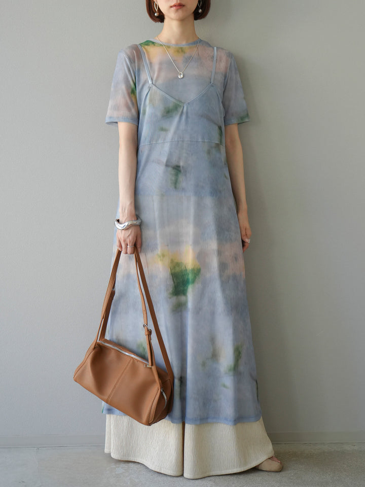 [予約]タイダイ柄シアーハーフトップス/サックス