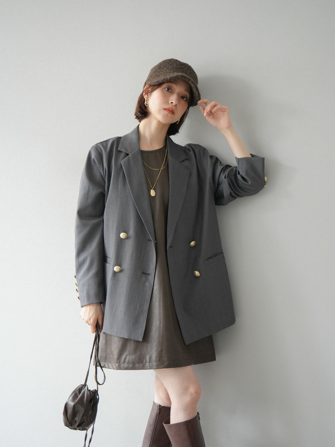 [予約]ウールタッチキャスケット/グレー