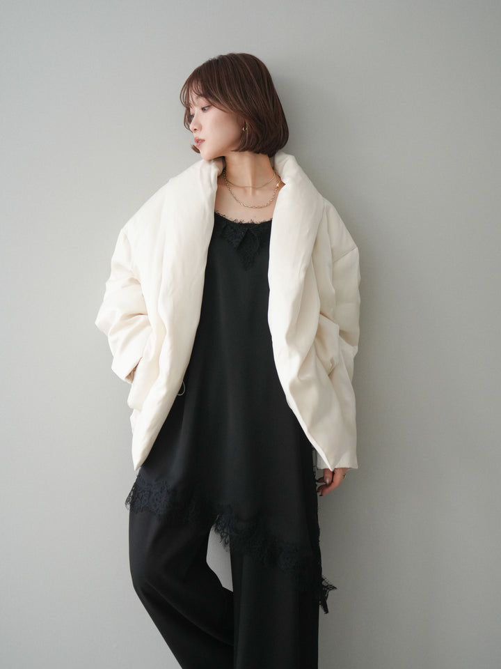 [20%オフ]シャイニーアシンメトリーダウンジャケット/offwhite