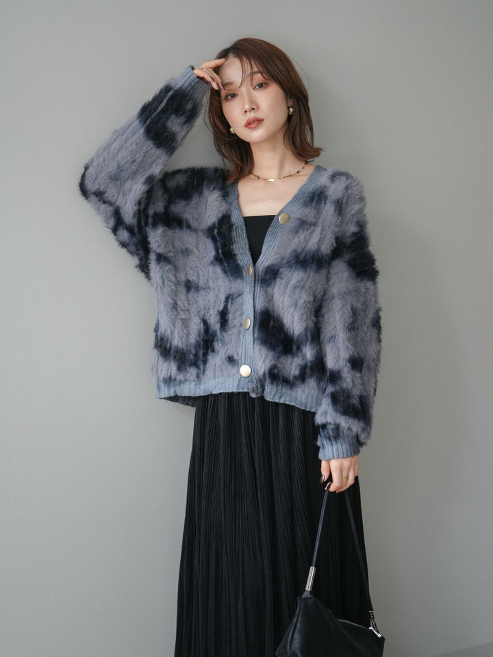[SET]ニュアンス柄シャギーニットカーディガン+選べるアクセセット(2set)