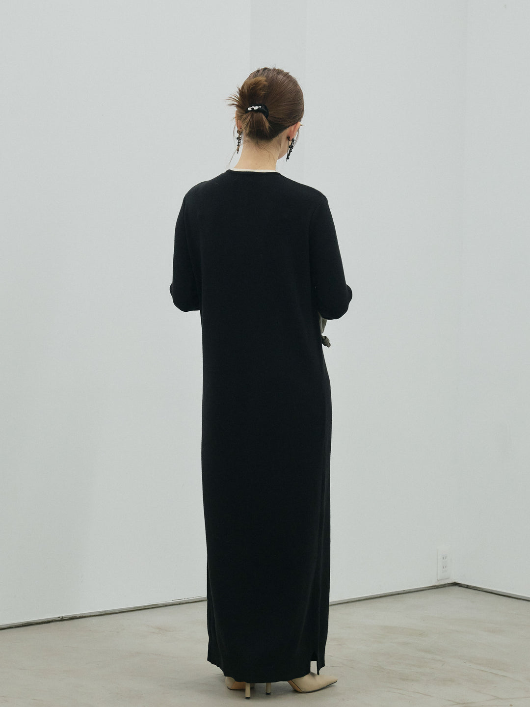 【Allure】[SET]ヘンリーネックレイヤードニットワンピース+ヘンリーネックレイヤードニットワンピース(2set)