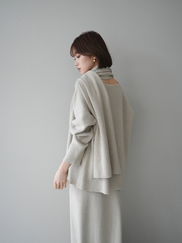 [SET]ストール付キーネックニットSET UP