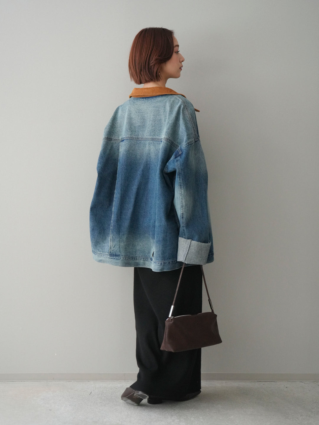 [SET]2WAYニットワンピース+コーデュロイ×デニムミドルジャケット(2set)