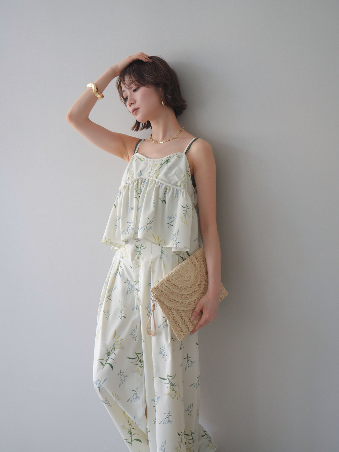 [SET]フラワープリントキャミソール+フラワープリントキャミソール(2set)