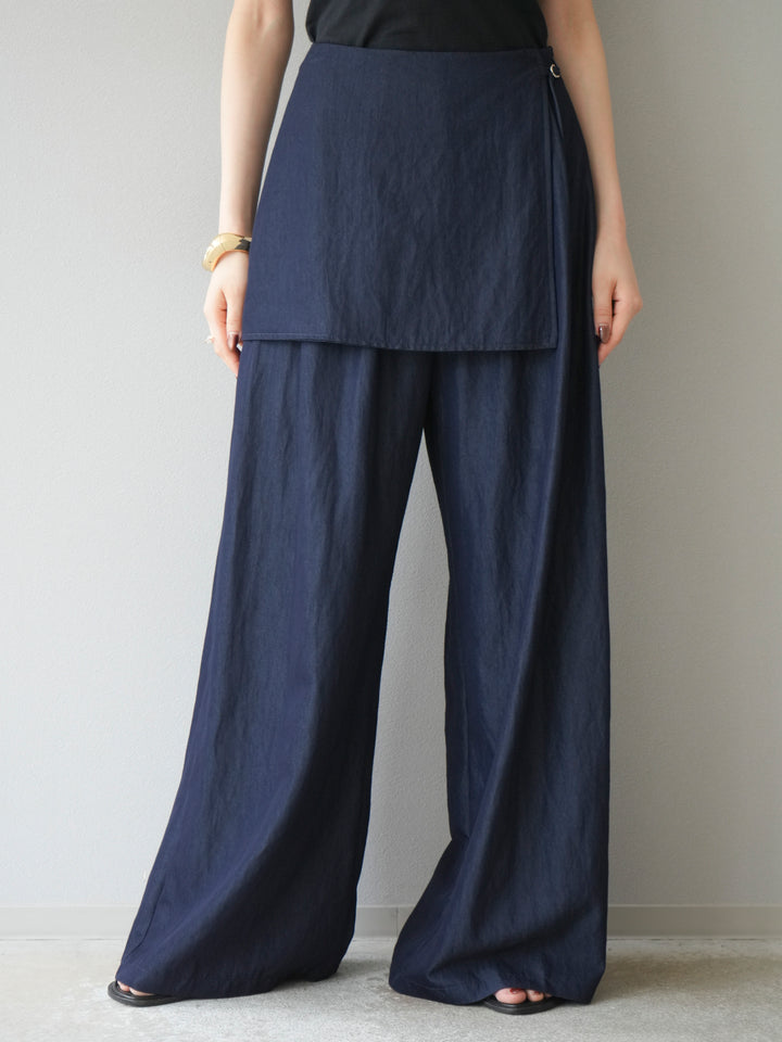 [予約]レイヤードテンセルデニムパンツ/ネイビー
