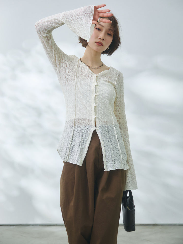 【Allure】[SET]ストレッチレースカーディガン+ストレッチレースカーディガン(2set)