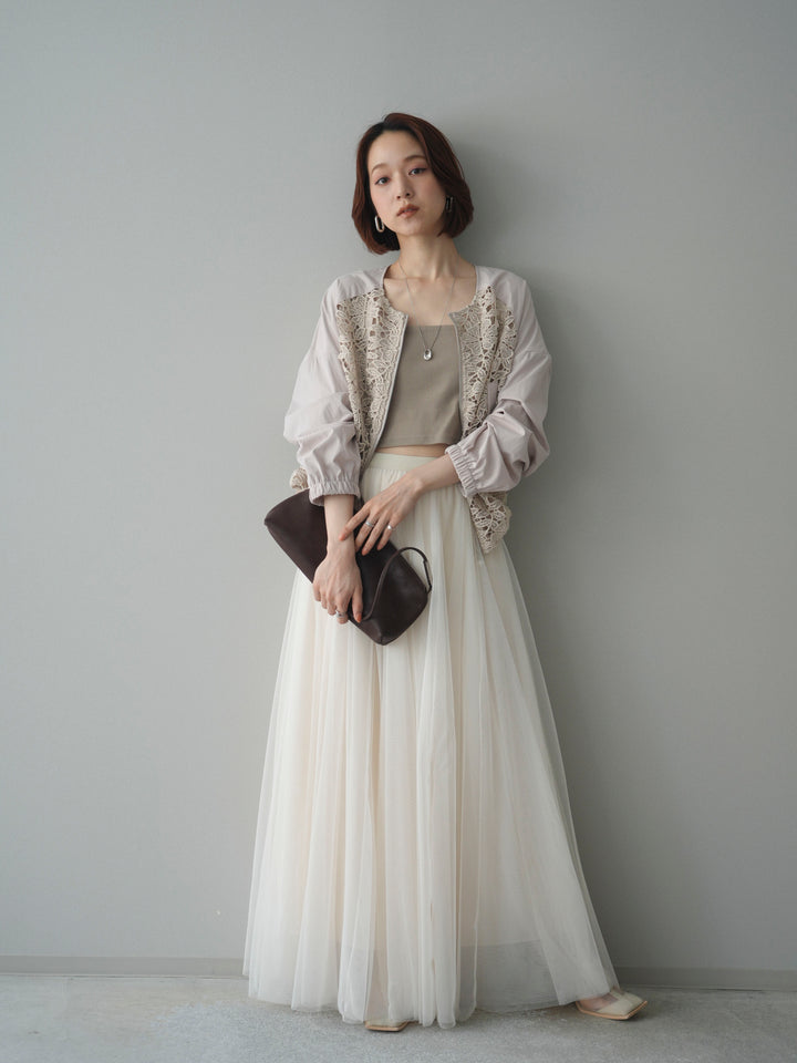 [予約]レースドッキングブルゾン/beige