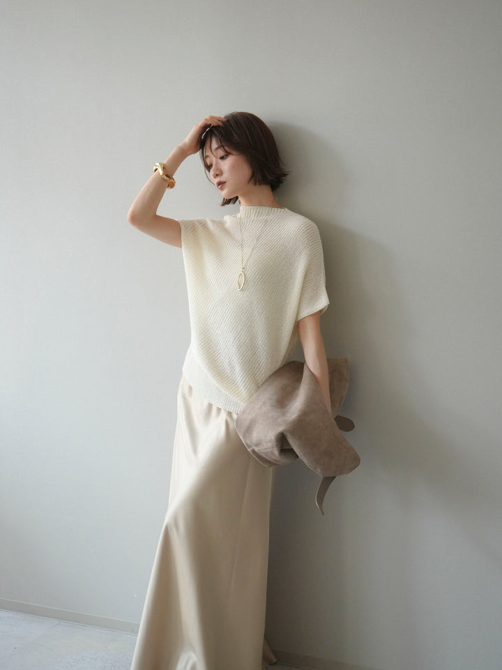 [予約]アシンメトリーローゲージニットトップス/ivory