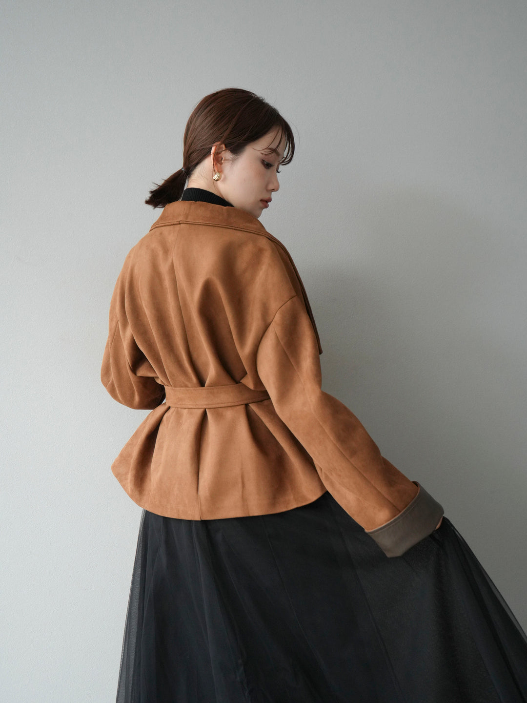 [予約]スウェードショートガウン/キャメル