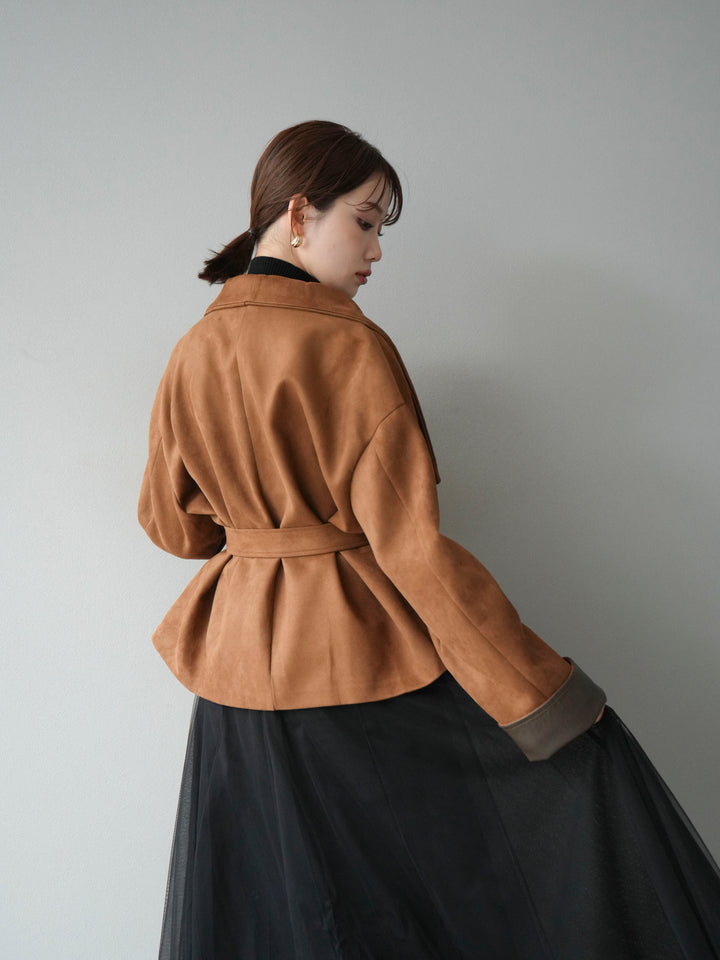 [予約]スウェードショートガウン/キャメル