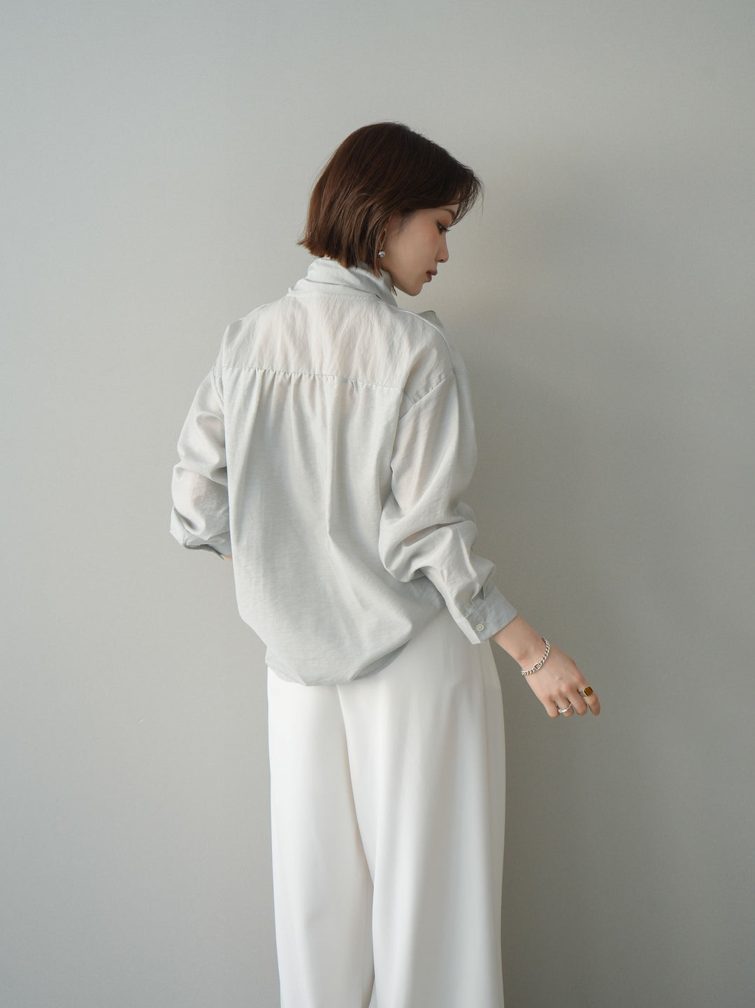 [予約]シアーボウタイブラウス/gray