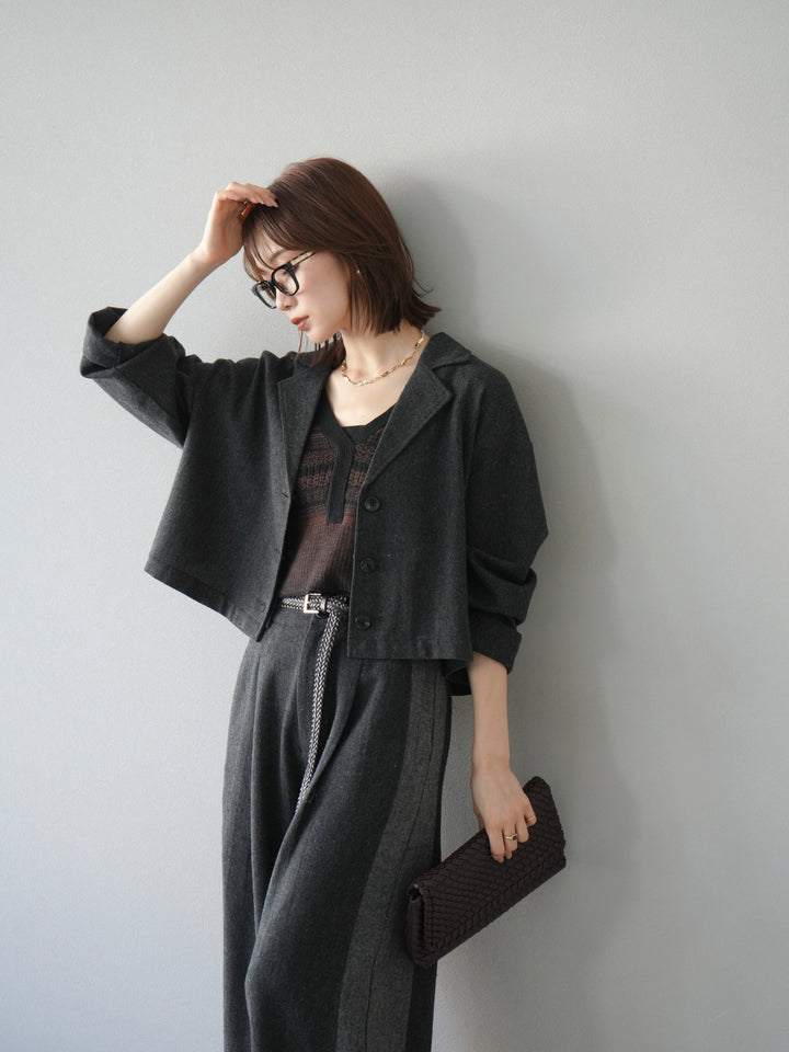 [予約]ツイードショートジャケット/ブラック